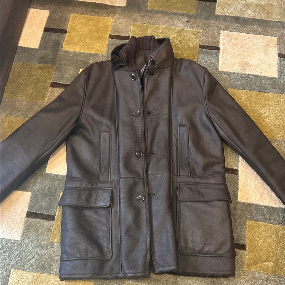 Cole Haan Chocolate Leather Outerwear